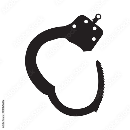Black Handcuffs Silhouette Icon for Crime and Law Enforcement Concepts