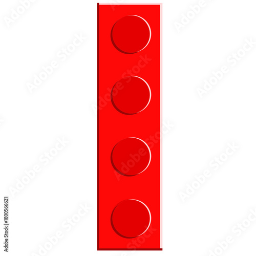Red Plastic Building Block Toy Brick Vector Illustration for Kids Play