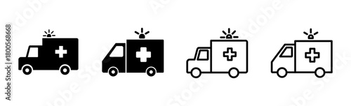 Ambulance icon set. ambulance truck icon vector. ambulance car