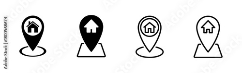 Address icon set. home location icon vector