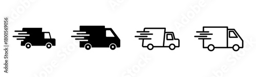Fast shipping delivery truck icon set. Delivery truck icon. fast delivery icon