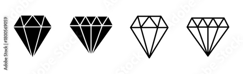 Diamond icon set. diamond gems vector icon.