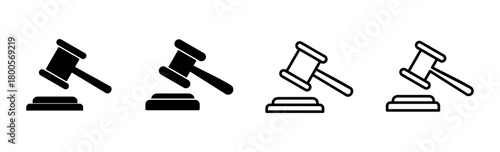 Gavel icon set. judge gavel icon vector. law icon vector. auction hammer