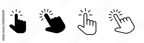 Hand cursor icon set. click icon vector. hand click. pointer