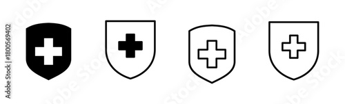 Health insurance icon set. Insurance health document icon