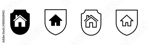 Home insurance icon set. home protection icon