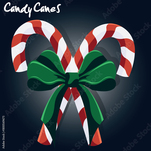 Illustration of red candy canes for December and New Year