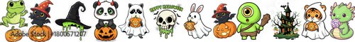 Adorable Halloween Characters with Pumpkins A Cute Collection of Spooky Creatures Ready for Trick or Treat!