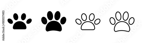 Paw icon set. paw print icon vector. dog or cat paw