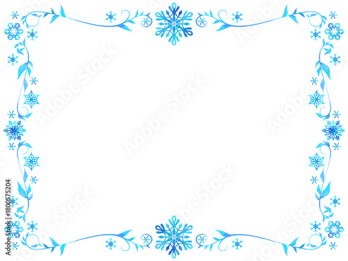 シンプルで美しい雪もようのフレーム型テンプレート