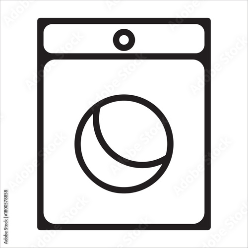 Washing machine or dryer equipment icon, black and white outline illustration, symbolizes laundry, housework, cleaning, or household machines.