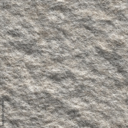 Felted wool with tight interlocked fibers and mid-grey tone, matte, shadowless, seamless tile.