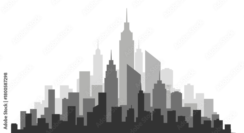 Fototapeta premium Dynamic cityscape skyline illustration featuring modern buildings and skyscrapers, perfect for urban development, architecture, or city planning presentations