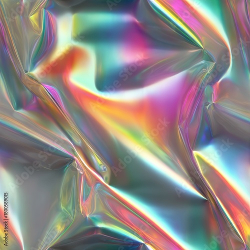 Smooth prismatic sheen with soft spectral shifts, orthographic top-down, non-directional light.