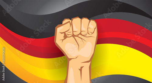 Illustration of the German national flag with clenched fists