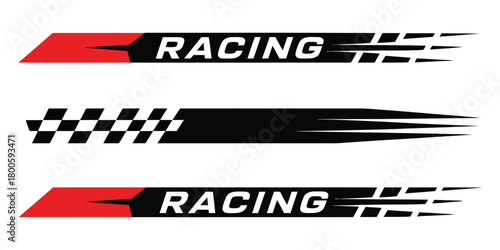 Racing Stripes White Background, Automotive Graphics, Sport Car Decals, and Performance Vehicle Design Elements