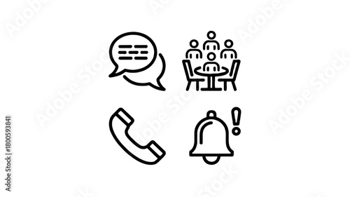 A collection of four communication icons.