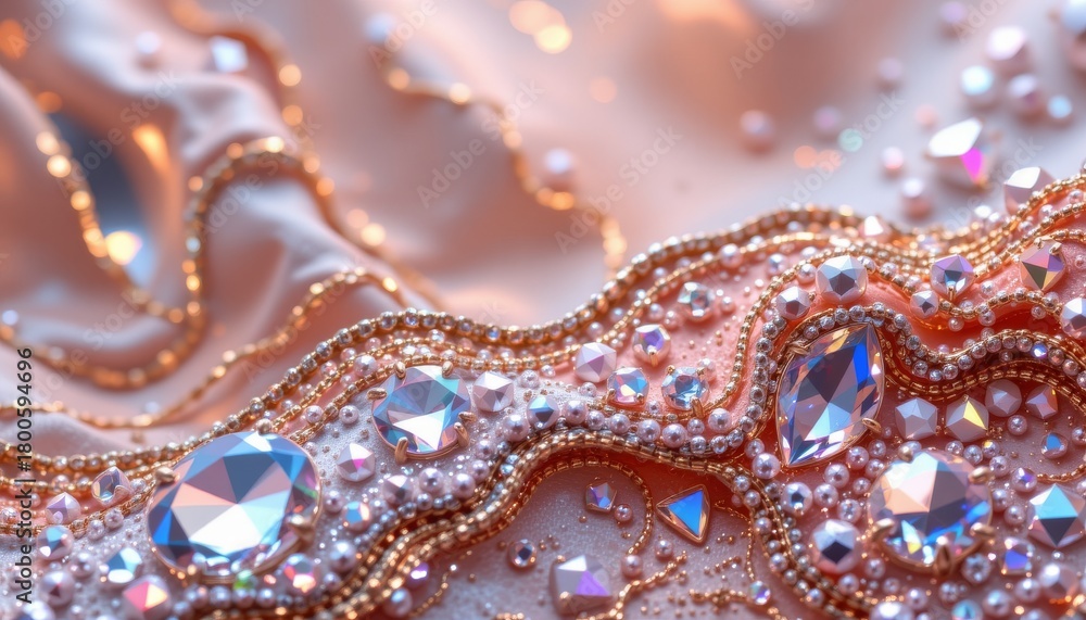 Obraz premium Luxurious Beaded Jewelry Glittering Fabric Background