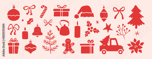 Christmas abstract winter new year vector set