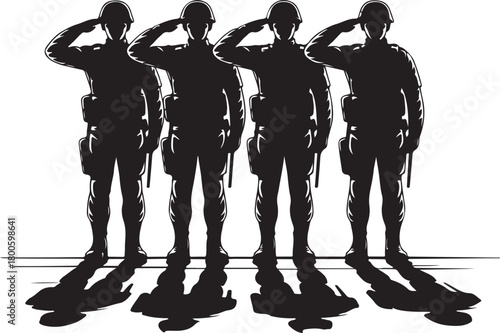 Soldiers saluting, honoring service and sacrifice