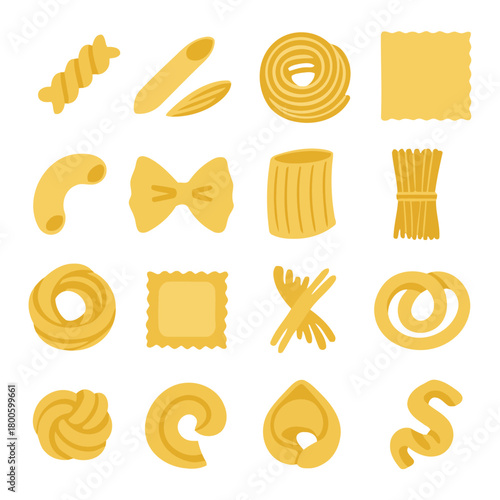 Pasta Variety: An assortment of various pasta shapes, each capturing the essence of Italian cuisine, is displayed, celebrating culinary diversity.
