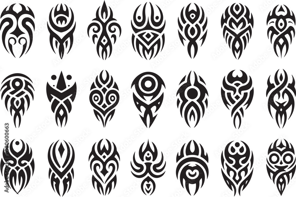 Fototapeta premium Tribal tattoo art designs for body art projects