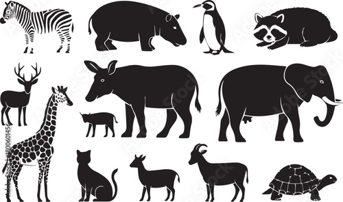 Collection of animal silhouettes isolated on