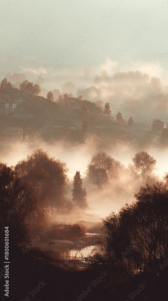 Naklejka premium Subtle misty gradient in warm earth tones. Softly blended hues evoke natural calmness and organic serenity, perfect for minimalistic, tranquil, and ambient designs.