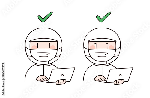 チェックする食品工場や給食職員イメージの男女2人