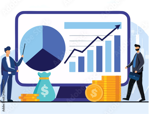 Cryptocurrency Trader Celebrating Profit with Bitcoin and Rising Chart Vector