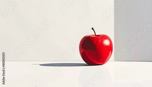 poster design, a single red apple on a white background, clean 