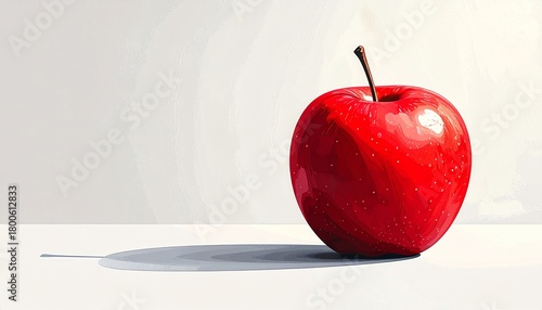 poster design, a single red apple on a white background, clean 
