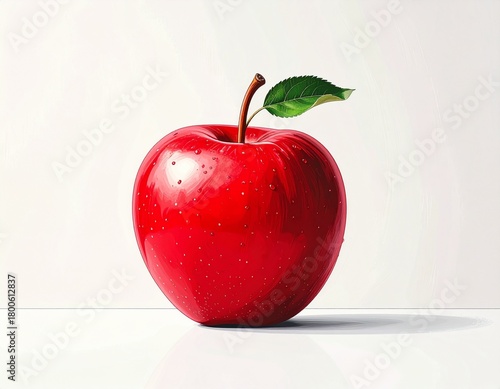 poster design, a single red apple on a white background, clean 