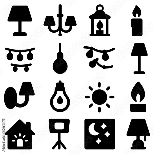 Illumination Array: A visual symphony of various lighting fixtures and ambient illuminations, showcasing a range of designs and their functions, suitable for home decor and event settings.