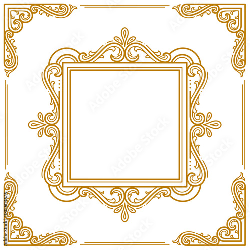 vintage frame with golden ornament