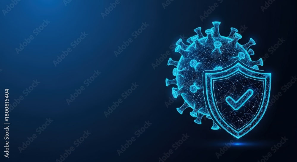Fototapeta premium A 3D image of the virus and the protection shield