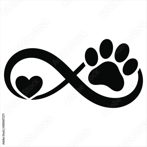 Infinity Symbol With Dog Paw Print And Heart love