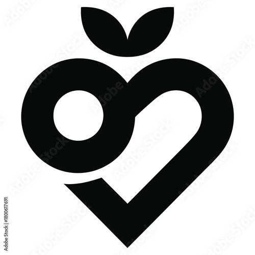 Abstract heart and leaf logo with circle element Keywords: heart, leaf, logo, symbol, abstract