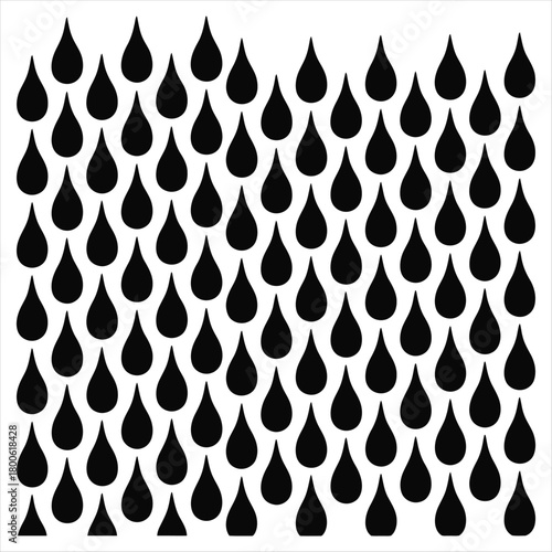 Dense Pattern of Black Teardrop Shapes Falling rain