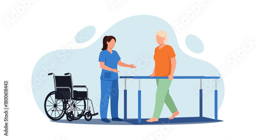 Physical Therapy for Elderly Patient with Nurse
