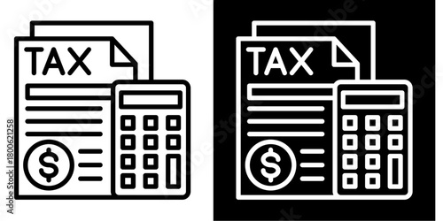 Tax  Icon Set White Style Collection