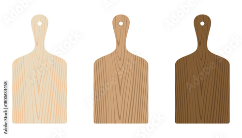 Wooden Kitchen Cutting Chopping Board Vector Illustration Set