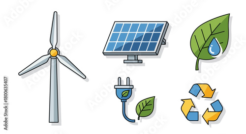 Renewable energy sources icons for ecofriendly concept