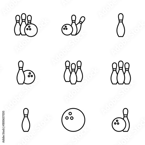 Bowling game Pin Icon vector isolated on white background. Bowling icon, ball and pin