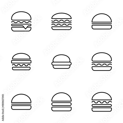 Hamburger icon vector isolated on white background. Burger and hamburger icon. Fast food vector icon