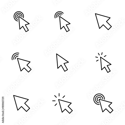 Click icon vector isolated on white background. Cursor icon. Computer mouse click cursor black arrow icons. pointer arrow