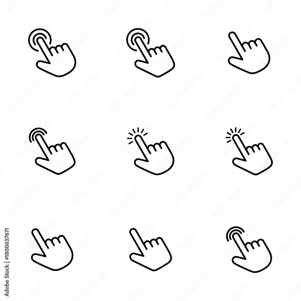 Fototapeta premium Hand cursor icon vector isolated on white background. Hand click icon. Finger pointer vector