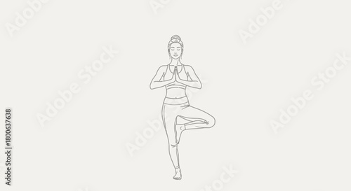 Woman in tree yoga pose, standing for balance