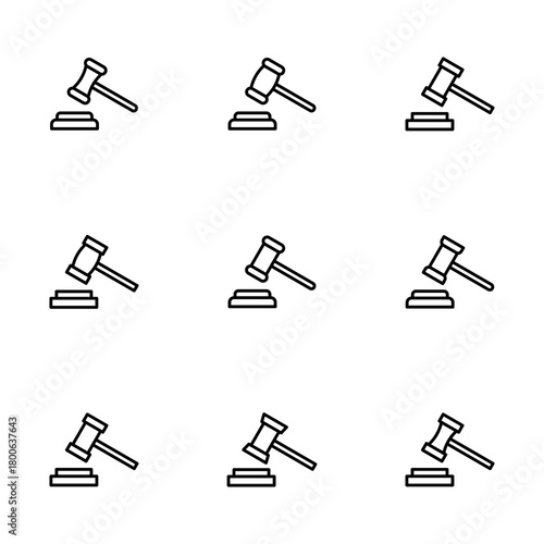 Gavel icon vector isolated on white background. Hammer icon vector. Judge Gavel Auction Icon Vector. Bid