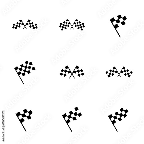 Race flag icon vector isolated on white background. Competition sport flag line vector icon. Racing flag. Start finish flag. Checkered. Start